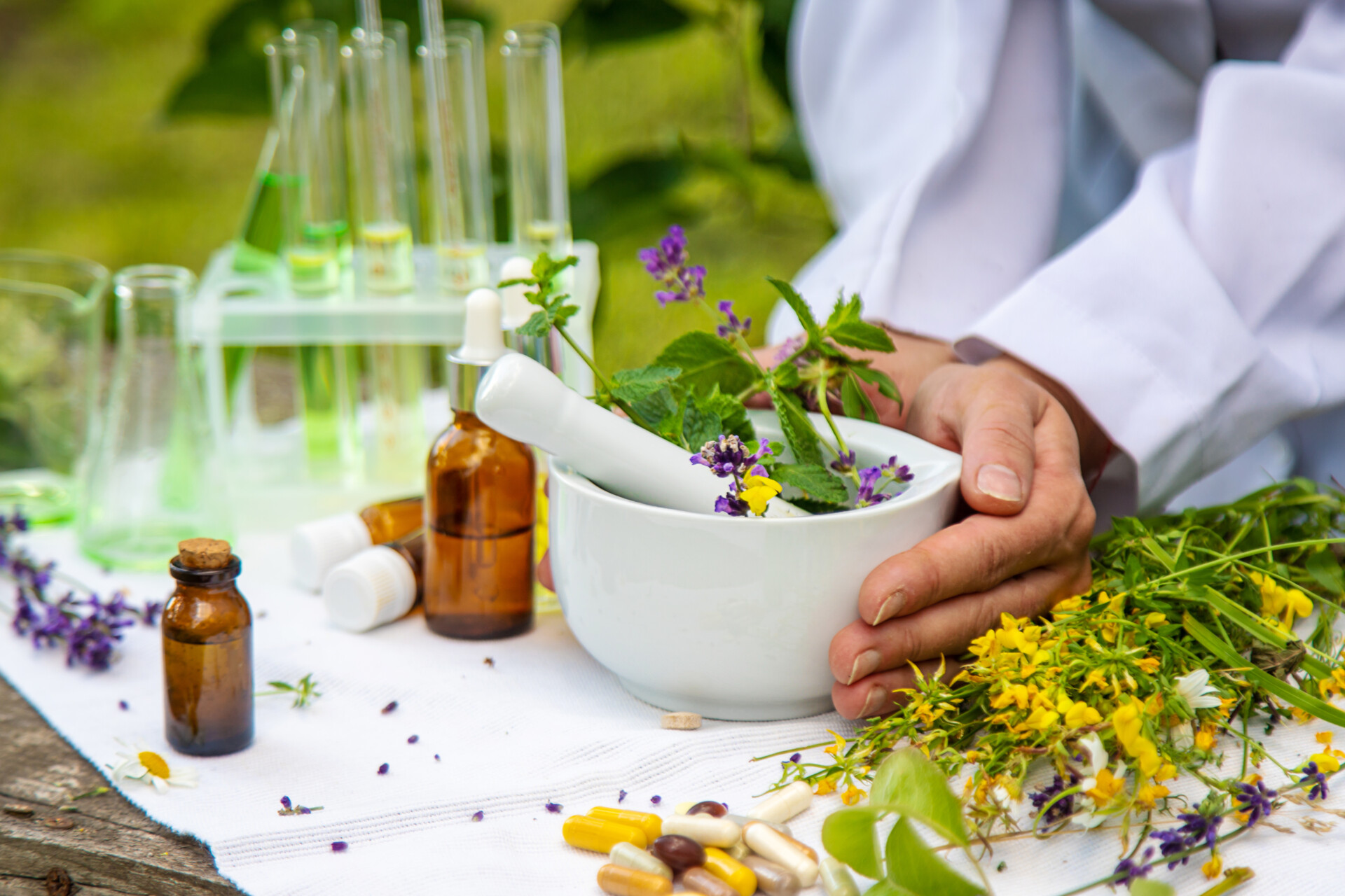 Medicinal herbs homeopathy and alternative medicine. Selective focus. What to Expect During a Homeopathic Visit